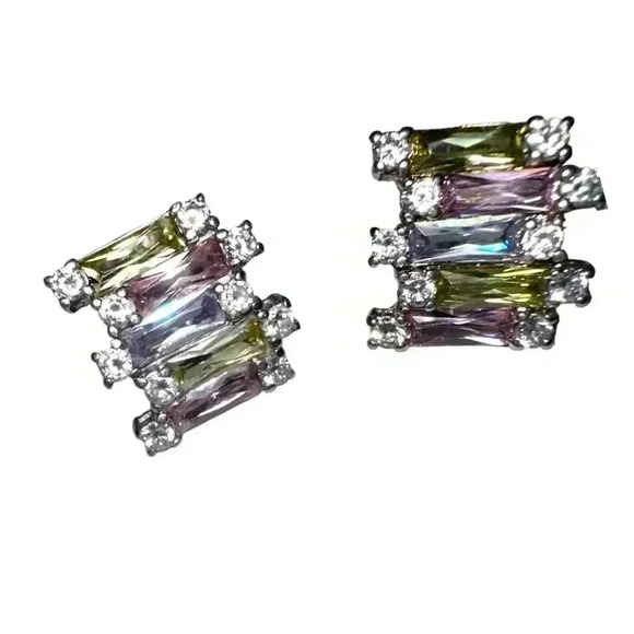 (Updated-include matching RING) Elegant Multi-Colored Gemstone Earrings & RING. - Picture 1 of 8